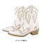 Pointed Toe Chunky Heels Western Style Ankle Highs Cowgirl Boots - White Faux Leather