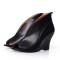 Peep Toe Roman Style Slip On Novelty Wedges  Ankle Highs Sandals Pumps - Black Faux Leather