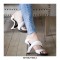 Peep Toe Snake Shape Bottomless Retrofuturistic Heels Sandals - White Black