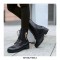 Round Toe Metal Skull and Chain Decoration Street LaceUp Winter Ankle Boots - Black