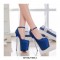 Round Toe Platforms Sequined Stilettos Ankle Straps Pumps - Red