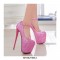 Round Toe Platforms Sequined Stilettos Ankle Straps Pumps - Red