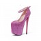 Round Toe Platforms Sequined Stilettos Ankle Straps Pumps - Pink
