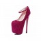 Round Toe Platforms Sequined Stilettos Ankle Straps Pumps - Red