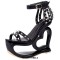 Peep Toe Ankle Straps Spike Rivets Heart Platforms Wedges Sandals - Black Faux Leather