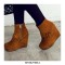Round Toe Wedges Platforms Buckle Straps Ankle High Booties with Side Zipper - Auburn