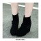 Round Toe Wedges Platforms Buckle Straps Ankle High Booties with Side Zipper - Black