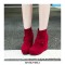 Round Toe Wedges Platforms Buckle Straps Ankle High Booties with Side Zipper - Red