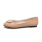 Round Toe Beads Decorated Ballet Wedding Flats Loafers - Beige