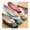 Round Toe Beads Decorated Ballet Wedding Flats Loafers - Silver