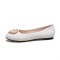 Round Toe Beads Decorated Ballet Wedding Flats Loafers - White