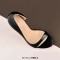 Stiletto Heels Peep Toe Patent Pumps Sandals - Black Patent