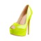 Italian Heels Peep Toe Platform Patent Pumps - Lemon