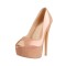 Italian Heels Peep Toe Platform Patent Pumps - Nude