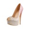 Italian Heels Peep Toe Platform Tinsel Pumps - Silver Light Pink PU