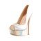 Italian Heels Peep Toe Platform Patent Pumps -  Metal Silver