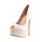 Italian Heels Peep Toe Platform Patent Pumps -  White