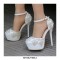 Round Toe Tassel Ankle Straps Stiletto Heels Platforms Wedding Pumps - White