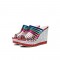 Peep Toe Platforms Rivet DecoratedWedges Summer Slip On Sandals - Multicolor