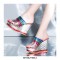 Peep Toe Platforms Rivet DecoratedWedges Summer Slip On Sandals - Multicolor