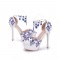 Round Toe Ankle Rhinestones Straps Stiletto Heels Platforms Wedding Pumps - Blue
