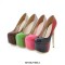 Round Toe Stiletto Metallic Heels Gradient Platforms Pumps - Pink