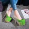 Round Toe Stiletto Metallic Heels Gradient Platforms Pumps - Green