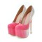 Round Toe Stiletto Metallic Heels Gradient Platforms Pumps - Pink