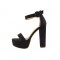 Peep Toe Platforms Ankle Buckle Straps Chunky Heels Pumps Sandals - Black