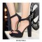 Peep Toe Platforms Ankle Buckle Straps Chunky Heels Pumps Sandals - Tan