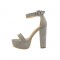Peep Toe Platforms Ankle Buckle Straps Chunky Heels Pumps Sandals - Gray