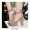 Peep Toe Platforms Ankle Buckle Straps Chunky Heels Pumps Sandals - Tan