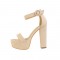 Peep Toe Platforms Ankle Buckle Straps Chunky Heels Pumps Sandals - Light Pink