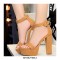 Peep Toe Platforms Ankle Buckle Straps Chunky Heels Pumps Sandals - Tan