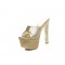 Peep Toe Rhinestones Chunky Heels Platforms Sandals - Gold