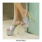 Peep Toe Rhinestones Chunky Heels Platforms Sandals - Silver