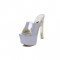 Peep Toe Rhinestones Chunky Heels Platforms Sandals - Silver