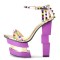 Peep Toe Strange Chunky Heels Ankle Buckle Straps Colorful Rivets Platforms Sandals - Gold Pink