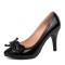 Pointed Toe Ribbon Decorated Stiletto Heels Vintage Pumps - Black