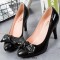 Pointed Toe Ribbon Decorated Stiletto Heels Vintage Pumps - Black
