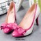Pointed Toe Ribbon Decorated Stiletto Heels Vintage Pumps - Rose Red White