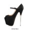 Peep Toe Metal Stiletto Heels Platforms Ankle Buckle Straps Mary Janes Pumps - Black