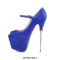Peep Toe Metal Stiletto Heels Platforms Ankle Buckle Straps Mary Janes Pumps - Blue