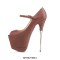 Peep Toe Metal Stiletto Heels Platforms Ankle Buckle Straps Mary Janes Pumps - Brown