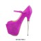 Peep Toe Metal Stiletto Heels Platforms Ankle Buckle Straps Mary Janes Pumps - Hot Pink