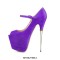 Peep Toe Metal Stiletto Heels Platforms Ankle Buckle Straps Mary Janes Pumps - Purple
