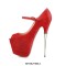 Peep Toe Metal Stiletto Heels Platforms Ankle Buckle Straps Mary Janes Pumps - Red