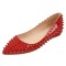 Pointed Toe Rivets Gothic Punk Studded Ballet Slip On Flat - Red