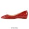 Pointed Toe Rivets Gothic Punk Studded Ballet Slip On Flat - Red