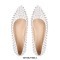 Pointed Toe Rivets Gothic Punk Studded Ballet Slip On Flat - White